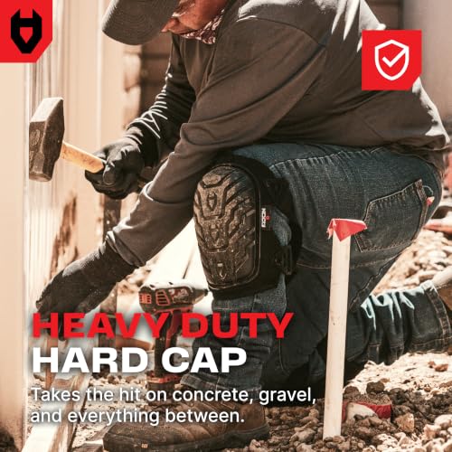 NoCry Professional Gel Knee Pads for Work with Soft Foam and Gel Cushion — Heavy Duty Cap, Reinforced Adjustable Straps, Military Grade Rivets and Built-in Hang Loops — Perfect for Construction - style: Original
