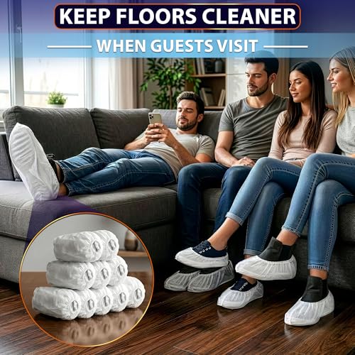 100 Pcs White Shoe Covers Disposable, 50 Pairs Non-Woven for Indoors | Disposable Shoe Covers for Indoors, Stretch Fit Up to 15.7 In, Breathable and Single Use, for Home Use, Cleaning and Tours - style: 50Pairs Disposable White Shoe Covers
