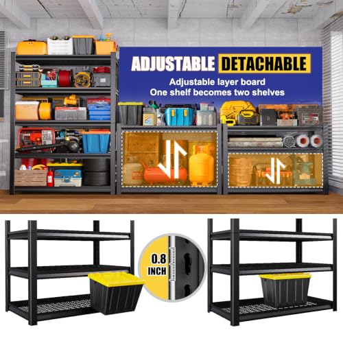 Garage Shelving-5 Tier Storage Shelves, Adjustable Heavy Duty Metal Shelving Unit and Storage Large Wire Rack, Utility Steel Shelf for Warehouse Industrial Pantry Basement -78"x46"x20", Black - size: Wire/46"Wx20"Dx78"H