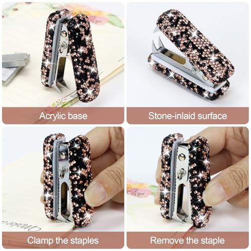 MultiBey Bling Acrylic Staple Remover with Metal Jaws, Black Gold - color: Black Gold