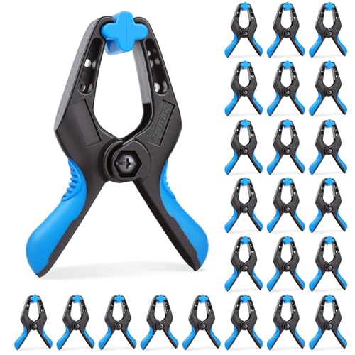 24 Pack 3 inch Heavy Duty Spring Clamps, Small Plastic Clamps for Woodworking, Backdrop, Photography, Backdrop Stand, Crafts with 1.5 inch Jaw opening - size: 3" Pack of 24