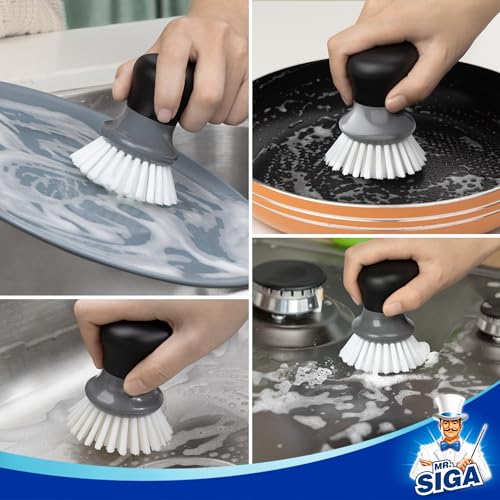 MR.SIGA Dish Scrub Brush, Palm Brush Dish Scrubber, Gray, Pack of 2 - color: Gray
