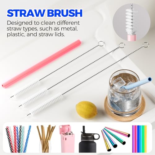 Holikme 6 Pack 4 in 1 Cup Lid Cleaning Brush 3 Straws Bottle Brush,Red - color: Red