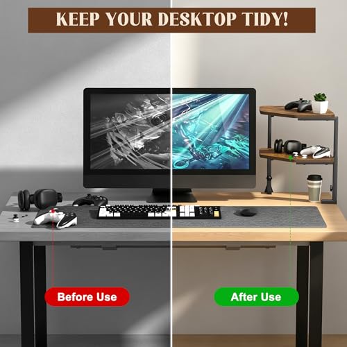 Corner Desk Shelf, Clamp on Desk Shelf Above or Below Desk 16" 2 Tier