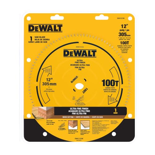 DEWALT Miter Saw Blade, 12 inch, 100 Tooth, Fine Finish, Ultra Sharp Carbide (DWA112100)