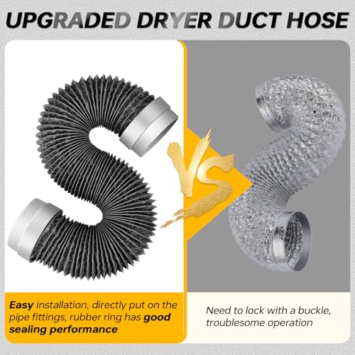 MATEWORK 8FT Dryer Vent Hose 4 Inch, Heavy Duty Flexible Aluminum Duct - color: Dark Grey, size: 4 inch 8 Feet