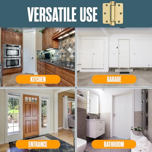 Self Closing Door Hinges, Spring Loaded, Auto Close, 3.5 Inch, Brass, 2 Pk - color: Satin Brass Finish, size: 3.5 Inch, 1/4 Radius
