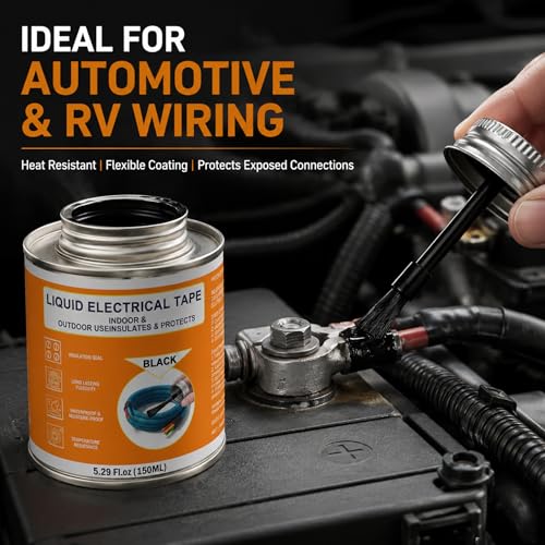 5.29 oz Liquid Electrical Tape Quick-Drying Insulating Glue with Brush Cap - Quick-Dry Waterproof Sealant for Wires, Cables, Connectors, Outdoor & Automotive Electrical Equipment (Black) - color: Black