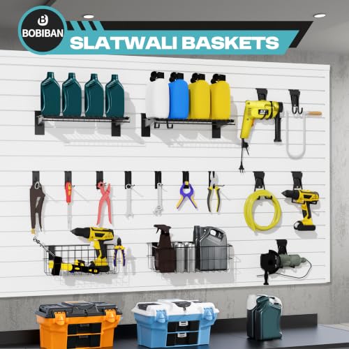 24PCS Slatwall Accessories Set with Slat Wall Basket, Shelves, Hook