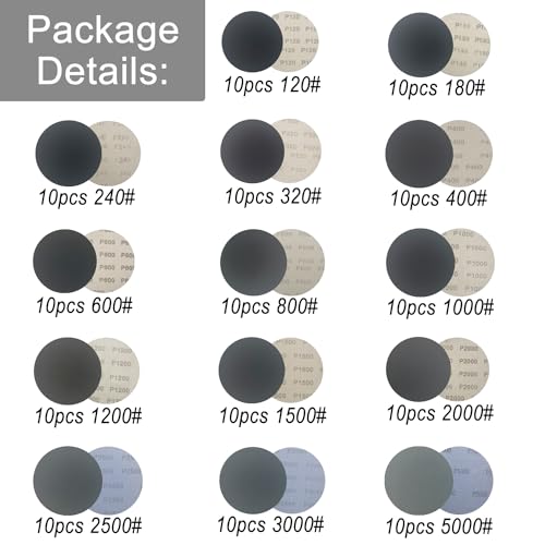 140 Pcs 3 Inch Sanding Discs Kit, Drill Sanding Attachment, 120-5000 Grit - style: 3 Inch 140PCS 120-5000 Grit