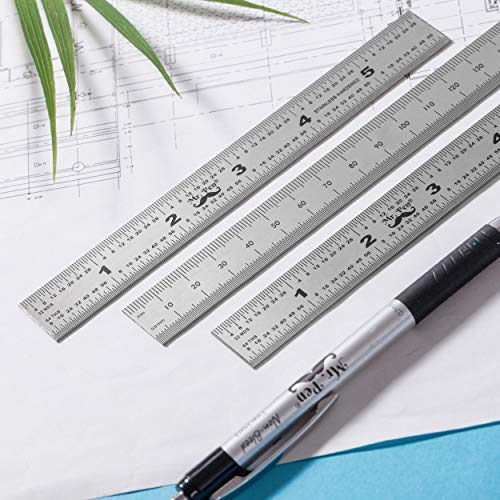 Mr. Pen- Machinist Ruler, 3 Pack, 6 Inch, Stainless Steel Metric & Imperial - style: 6 inch, 3 Pack