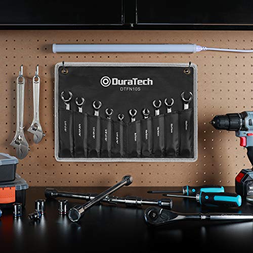 DURATECH Flare Nut Wrench Set, 10-Piece, 1/4"-7/8" & 9-21mm - color: Silver, size: 10pc, SAE&Metric