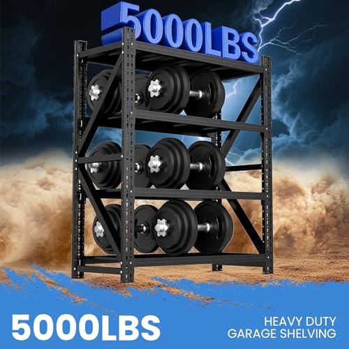 Heavy Duty Metal Shelving Units, Garage Shelves & Storage System - size: 59"W x 24"D x 69"H