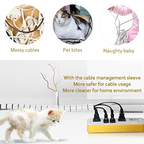 White Cable Management Sleeves 2 PCS Cord Protectors for USB Cable Power Audio Video Wire Cables - Protect Cats Dogs Pets from Chewing Cords - color: White, size: 22MM -2PACK