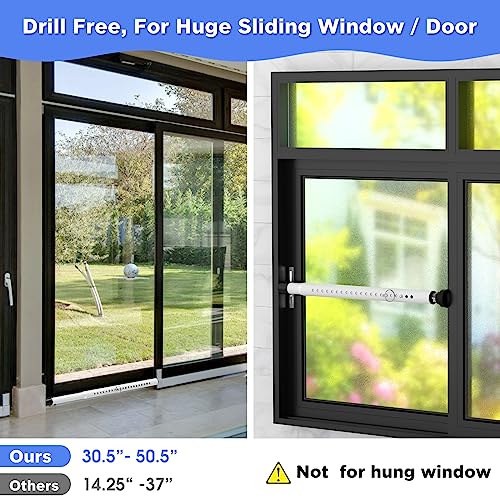 Sliding Door Security Bar,2Pcs 16 to 51 Inch Inside Sliding Patio Door Window Security Bar Stopper, Adjustable Window Locks Security Bars for Home Apartment Security, Sliding Glass Door Lock Hardware - color: White, size: 2 Pieces
