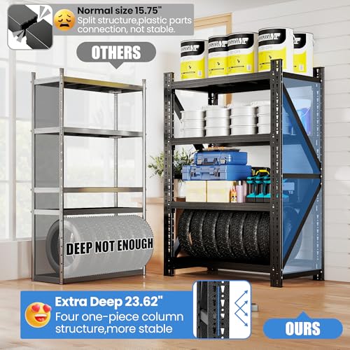 Heavy Duty Metal Shelving Units, Garage Shelves & Storage System - size: 48"W x 24"D x 69"H