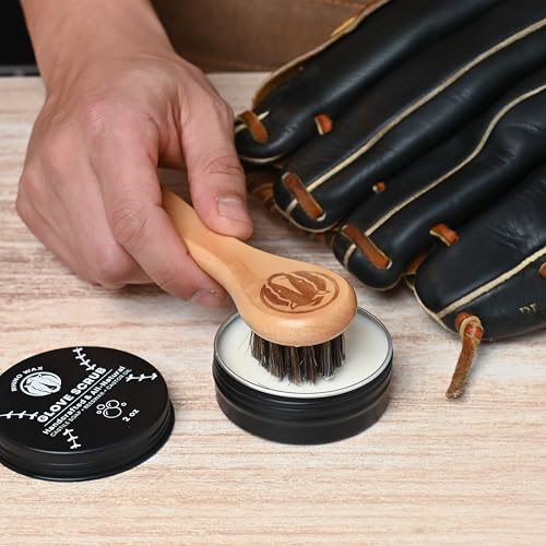 Rhino Wax Baseball Glove Brush Kit with Cleaning Brushes & Cloths for Mitts
