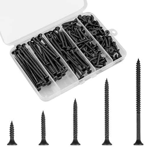 Wood Screws Assortment, 168 PCS #6 Black Flat Head - color: Black 168 pcs