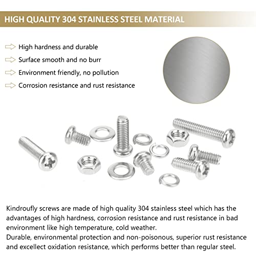 372 Pieces M4 x 6/8 /12/16 /20/25 /30mm Phillips Pan Head Machine Screws Nuts Washers Assortment Kit, 304 Stainless Steel, Fully Machine Thread - size: M4, style: Phillips Pan Head