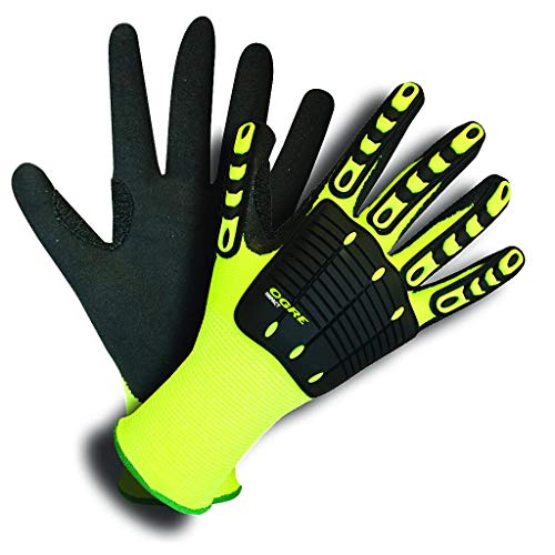 Cordova 7735 Impact Gloves, Padded Nitrile Coating for Extra Grip, Reinforced Thumb, High-Visibility Work Gloves with Impact Protection, Flexible and Comfy, Heavy-Duty, Medium Black - size: Medium