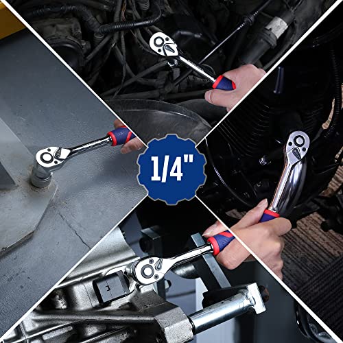 WORKPRO 1/4" Drive Ratchet Wrench, 72-Tooth Reversible - size: 1/4"