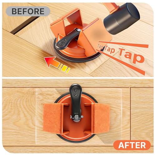 Floor Gap Fixer Tool Heavy Duty Suction Cup Lifter - Laminate, LVP, Vinyl & Hardwood Flooring Gap Repair Kit with Rubber Mallet & Nano Pads