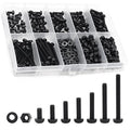 M3 Black Nylon Plastic Pan Round Head Screws, Nut Bolts - color: Black