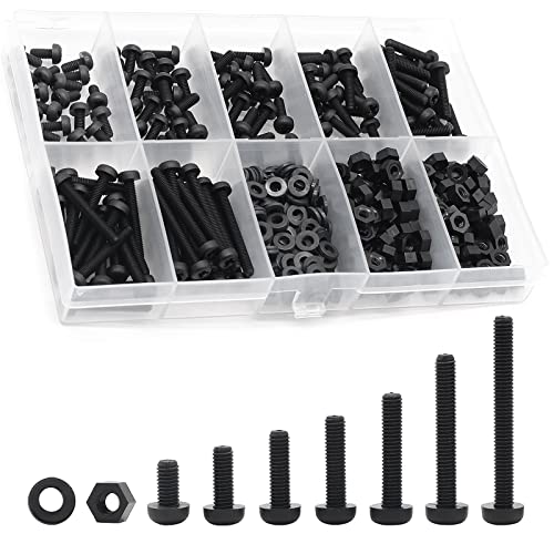 M3 Black Nylon Plastic Pan Round Head Screws, Nut Bolts - color: Black