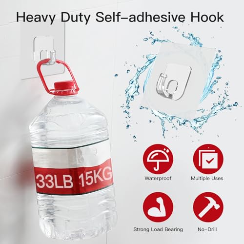 Latoxcaa Large Adhesive Hooks, 33lb Heavy Duty Utility Hooks for Hanging, 30 Pack Damage Free Sticky Hanging Hook, No Trace Self-Adhesive Wall Hook for Kitchen Bathroom Office Multiple Uses - size: 30 Clear Hooks
