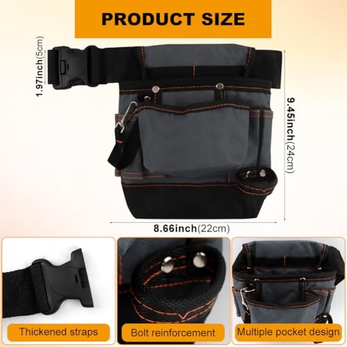 Electrician Tool Pouch with Belt Clip - 8 Pocket for Carpenters,Technicians