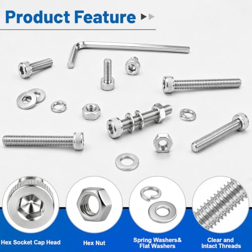 706PCS M4 Hex Socket Head Cap Screw Assortment Kit 304 Stainless Steel - size: SS M4 706PCS