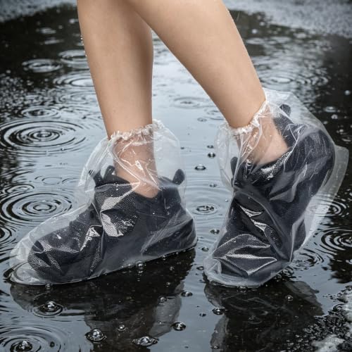Shoe Covers for Rain, 7Pairs Clear Disposable Plastic Shoe Ponchos
