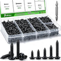 280Pcs Black Pan Head Wood Screws Assortment Kit,304 Stainless Steel Self Tapping Wood Screws #6/#8 Screw Kit,Round Head Screws Phillips Drive, Sheet Metal Screws - size: 280PCS-BK