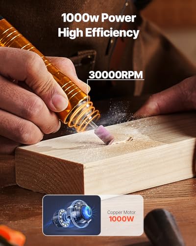 VEVOR Flex Shaft Grinder, 1000W 30,000RPM Electric Flex Shaft Rotary Tool Carver, Multi-functional Hanging Grinding Machine with 31PCS Accessories & Foot Pedal for Carving Buffing Drilling Polishing