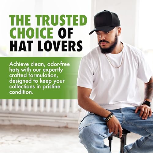 4-in-1 Professional Hat Cleaning Kit - Removes Dirt and Stains, Gentle Hat Cleaner for Baseball Caps, Fitted Cowboy, & Felt Hats, Complete Hat Cleaner with Hat Deodorizer, Brush & Microfiber Cloth
