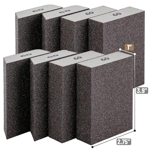 Bates- Sanding Sponge, 8 pcs, 60 Grit, Washable and Reusable, Sandpaper Block, Sanding Blocks for Wood, Sanding Pad, Drywall Sanding Block, Drywall Sanding Sponge - size: 8 Pack, 60 Grit