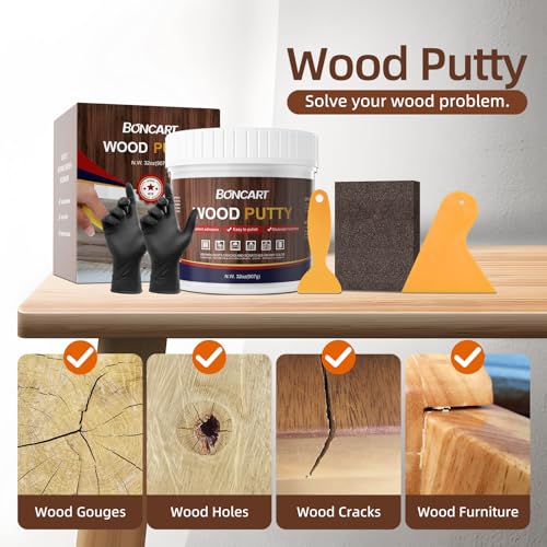 Boncart Wood Filler, 32 OZ White Wood Putty - color: 32OZ White
