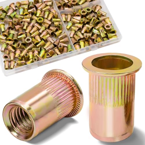 M4-0.7 Rivet Nut,190Pcs Zinc Plated Threaded Rivnuts Inserts - color: Yellow, size: Metric M4 - 190 Pcs