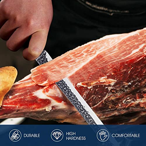 Huusk Japan 11.5 Inch Hand Forged Slicing Knife for Meats, Ribs, Roasts - Brisket Carving Knife for BBQ and Christmas Gifts - size: 11.5"
