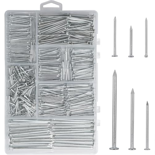 376PCS Galvanized Nails Kit with Storage Box, 6 Sizes for Hanging Pictures - style: 376pcs Galvanized