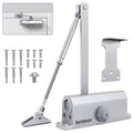 Automatic Door Closer Medium Size for Home & Commercial, Heavy Duty No Slam Mechanism, Silver - size: Medium, style: Silver
