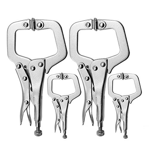 Anxingo 4 Pack Heavy Duty C-Clamp Locking, (2x6" + 2x11" Tips) C-Clamps with Swivel Pads for Craftsman Home Workshop - size: 2 × 6" + 2 × 11"