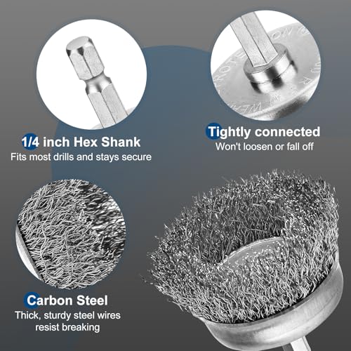 6Pcs Wire Wheel Brush Set, Carbon Steel Wire Brush for Drill - style: 6PCS