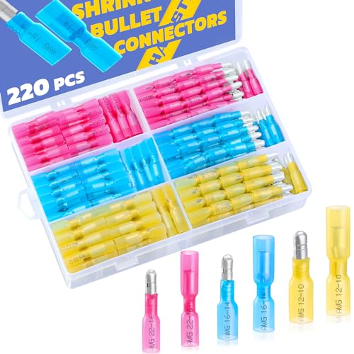 haisstronica 220PCS Heat Shrink Bullet Connectors, 22-10 AWG, Male/Female