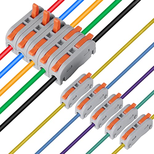 XHF 31PCS Conductor Compact Connectors Lever Wire Nuts, Electrical Connectors Wire Terminals for Any Circuit Inline Splices 28-12 AWG - size: 30PCS