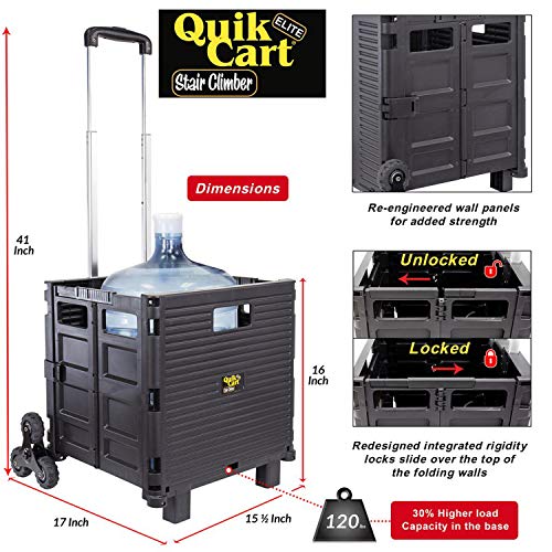 dbest Products Quik Cart Elite Stair Climber Rolling Crate - Black - color: Black, style: Elite Stair Climber