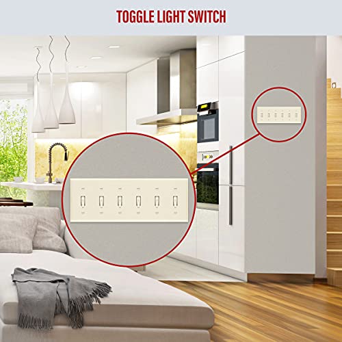 ENERLITES Six Gang Light Switch Wall Plate, Toggle Switch Plate, Glossy, 6-Gang Mid-Size 4.88" x 12.22", Unbreakable Polycarbonate Thermoplastic, 8816M-LA, Light Almond - color: Light Almond, size: Mid-Size