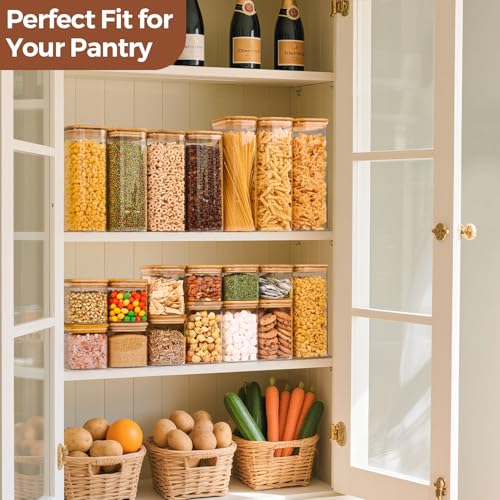 ComSaf Square Glass Containers with Lids 0.6 Qt, Set of 6 Small Glass Jars | Small Glass Canisters, Spice Jar, Pantry Organization, Snack, Cookie, Coffee Bar Organization, Size For Subpackage, BPA Free - size: 0.6Qt*6
