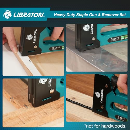 LIBRATON Heavy Duty Staple Gun for Wood Upholstery & Remover Kit, 3in1