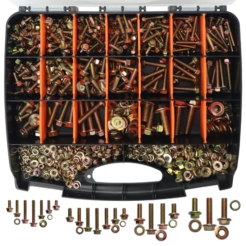 751Pcs Metric Flange Bolt Assortment, Metric Bolt Assortment Kit - size: M6x1.0, M8x1.25, M10x1.5, M12x1.75